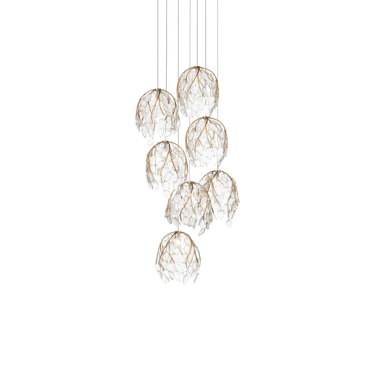 Currey and Company 9000-1389 Banyan Pendant in Antique Brass/Clear/Silver