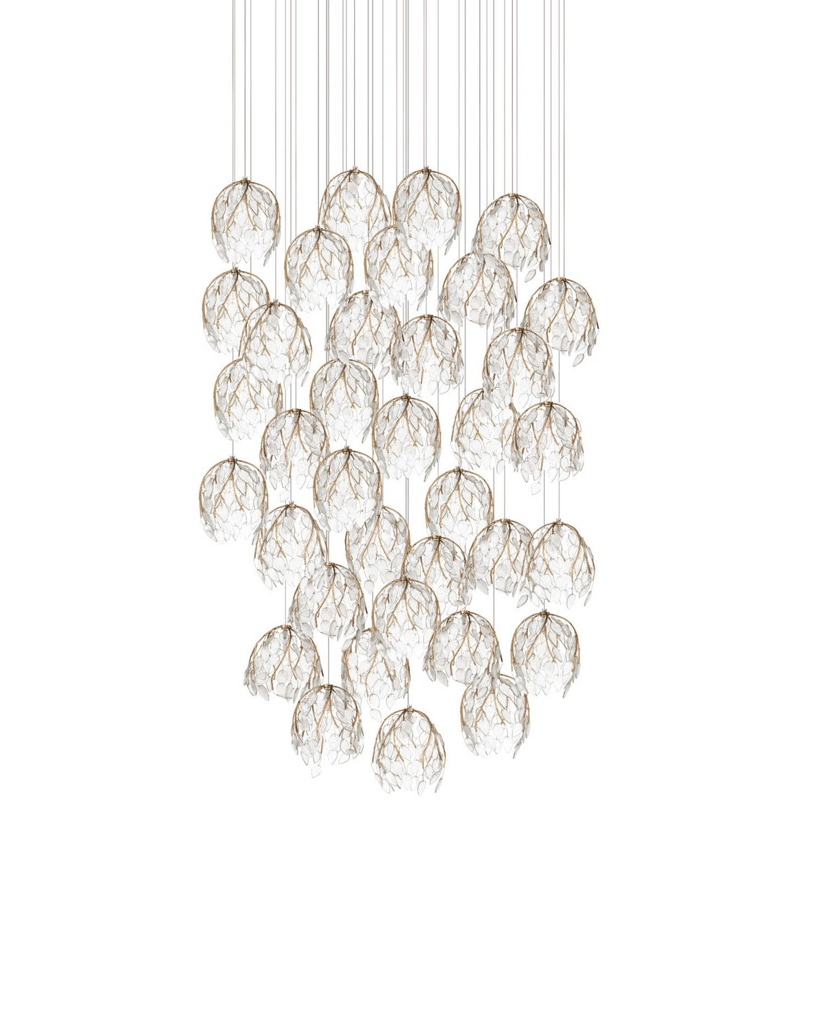 Currey and Company 9000-1393 Banyan Pendant in Antique Brass/Clear/Silver