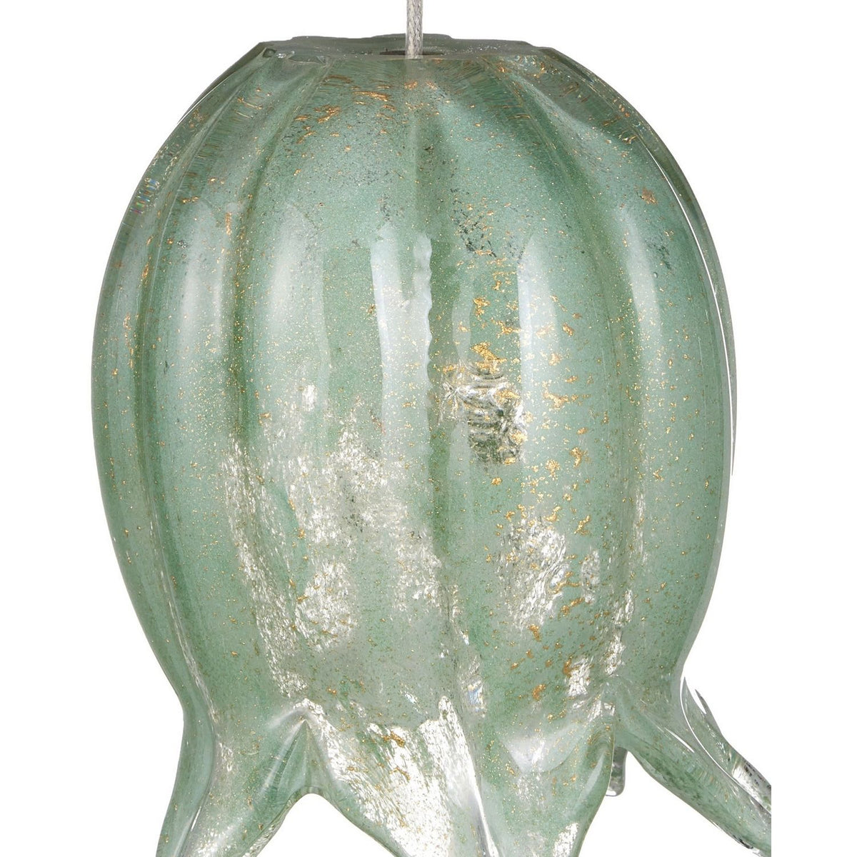 Currey and Company 9000-1398 Polpo Round Multi-Drop Pendant in Green/Silver
