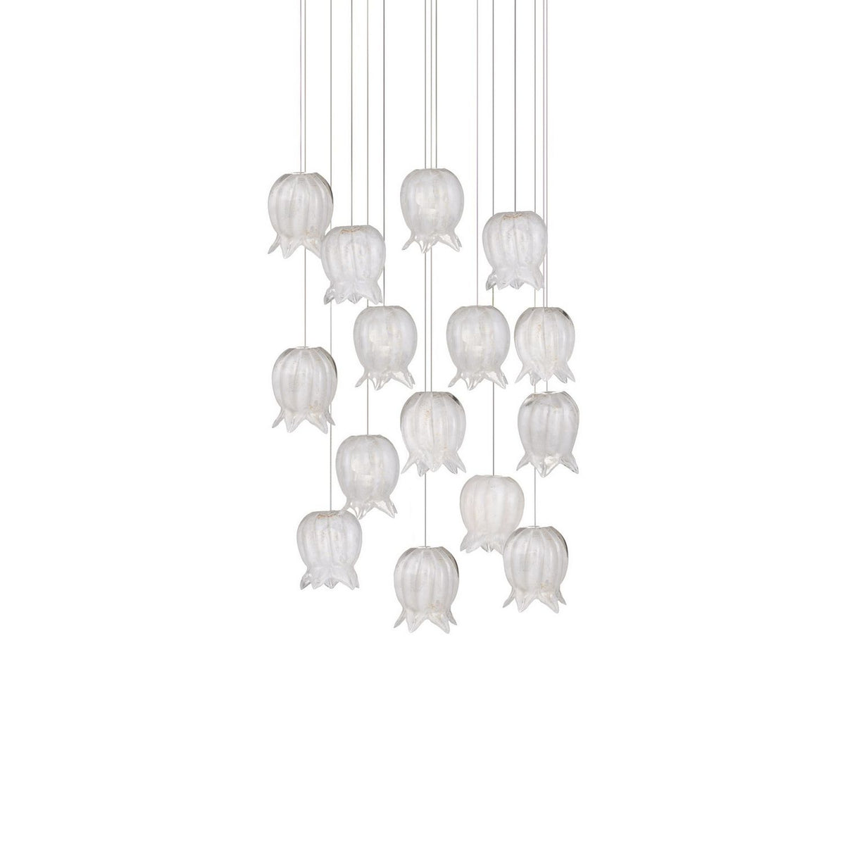 Currey and Company 9000-1406 Polpo Round Multi-Drop Pendant in White/Silver