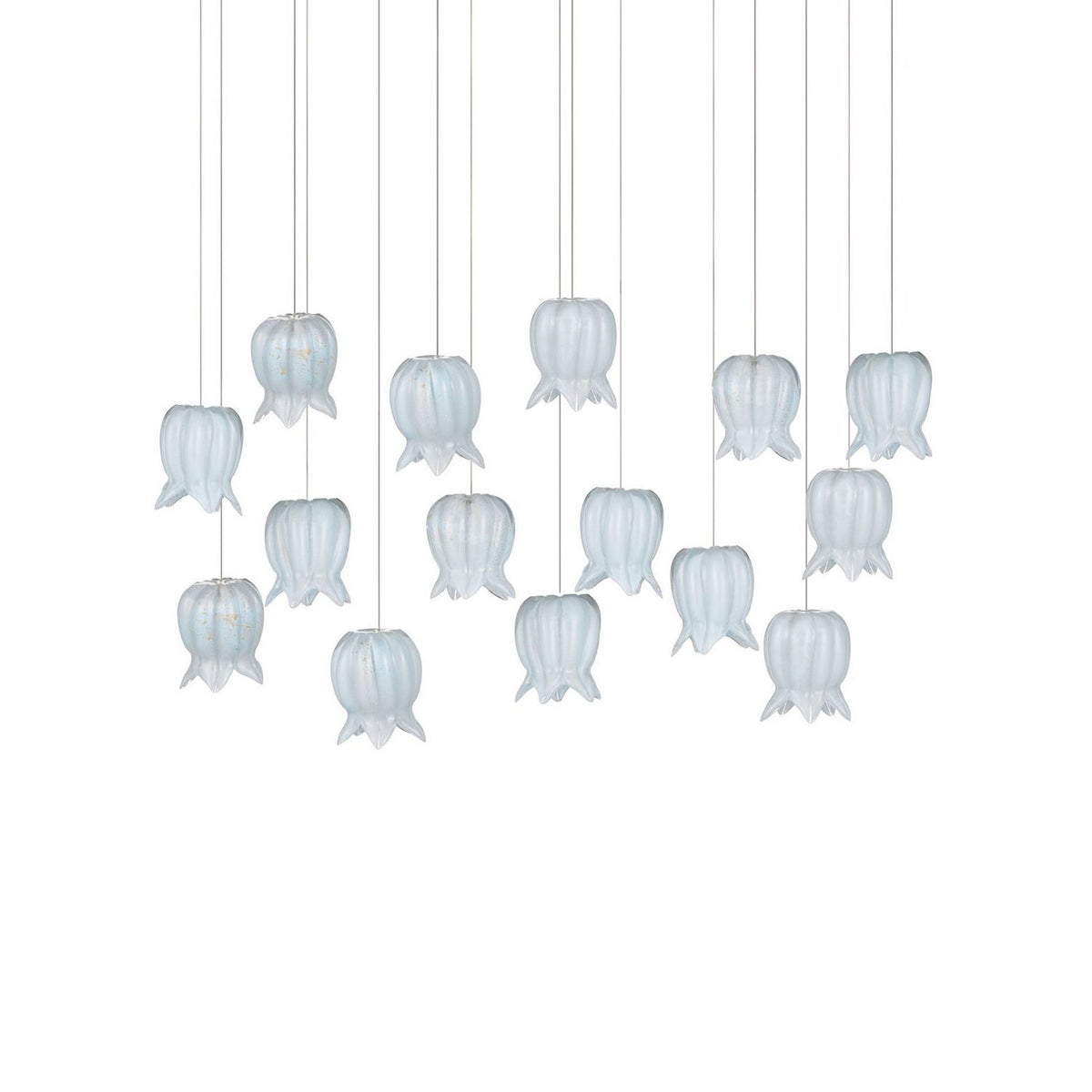Currey and Company 9000-1415 Polpo Linear Multi-Drop Pendant in Blue/Silver