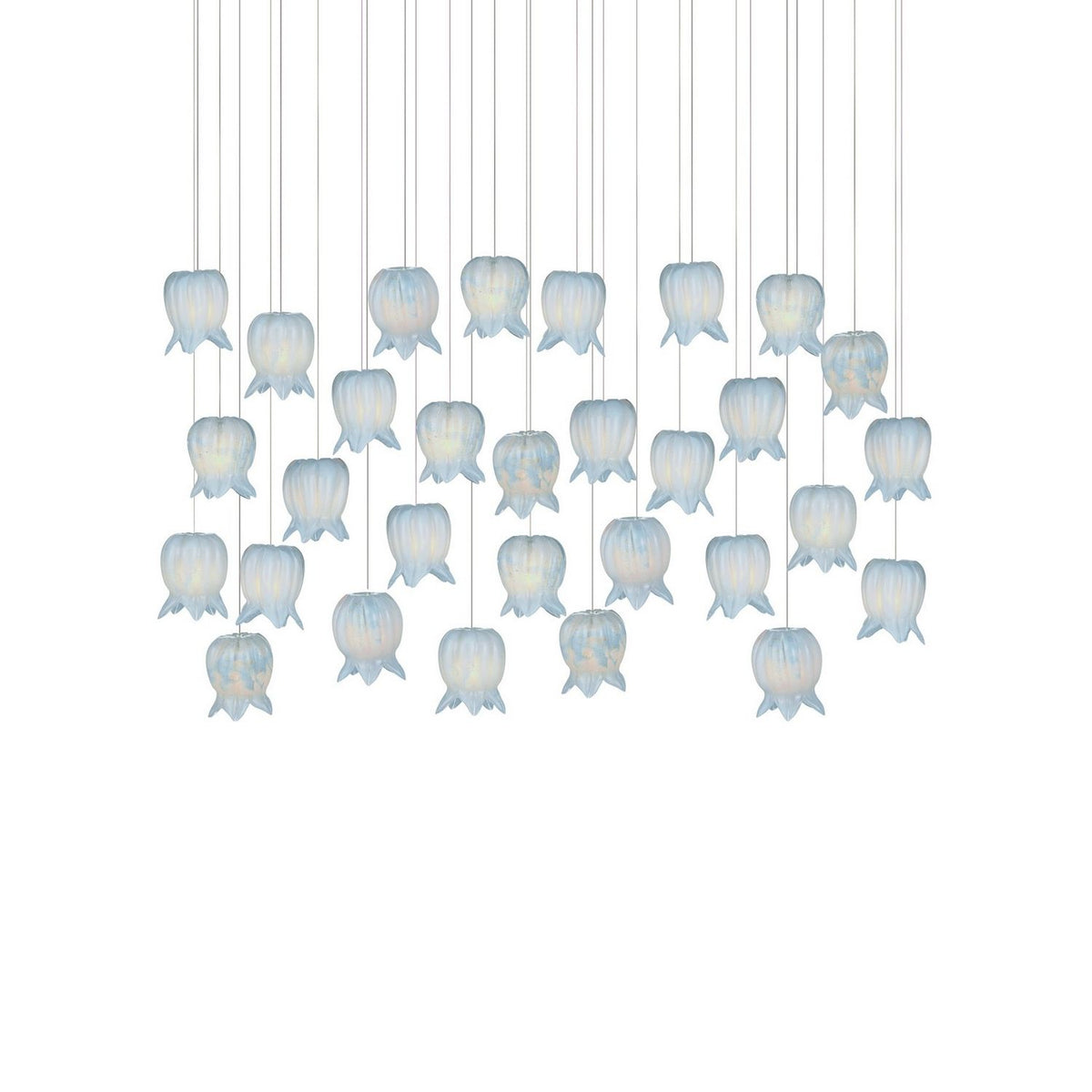 Currey and Company 9000-1416 Polpo Linear Multi-Drop Pendant in Blue/Silver