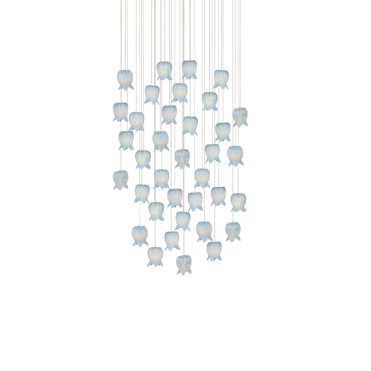 Currey and Company 9000-1417 Polpo Round Multi-Drop Pendant in Blue/Silver