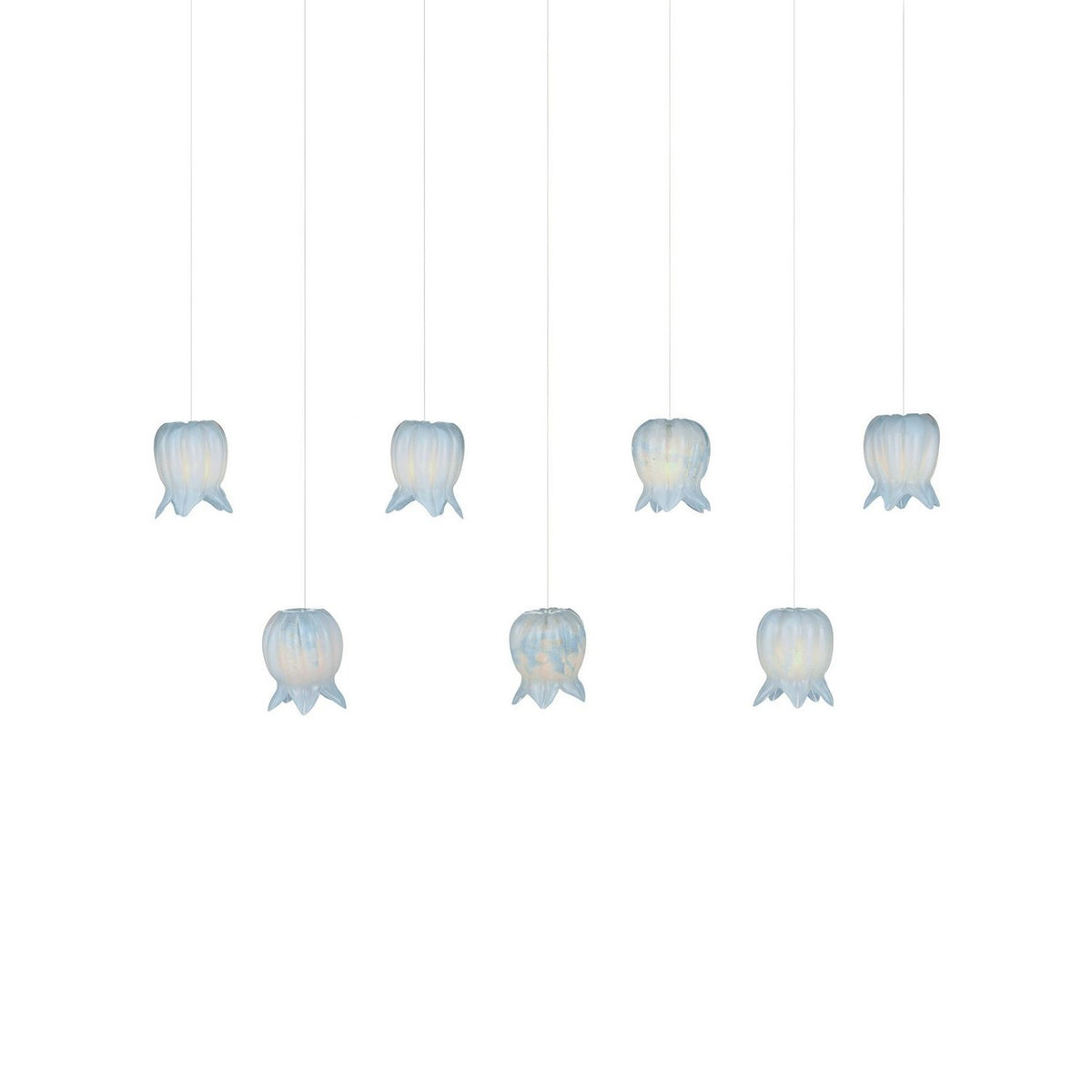 Currey and Company 9000-1418 Polpo Linear Multi-Drop Pendant in Blue/Silver