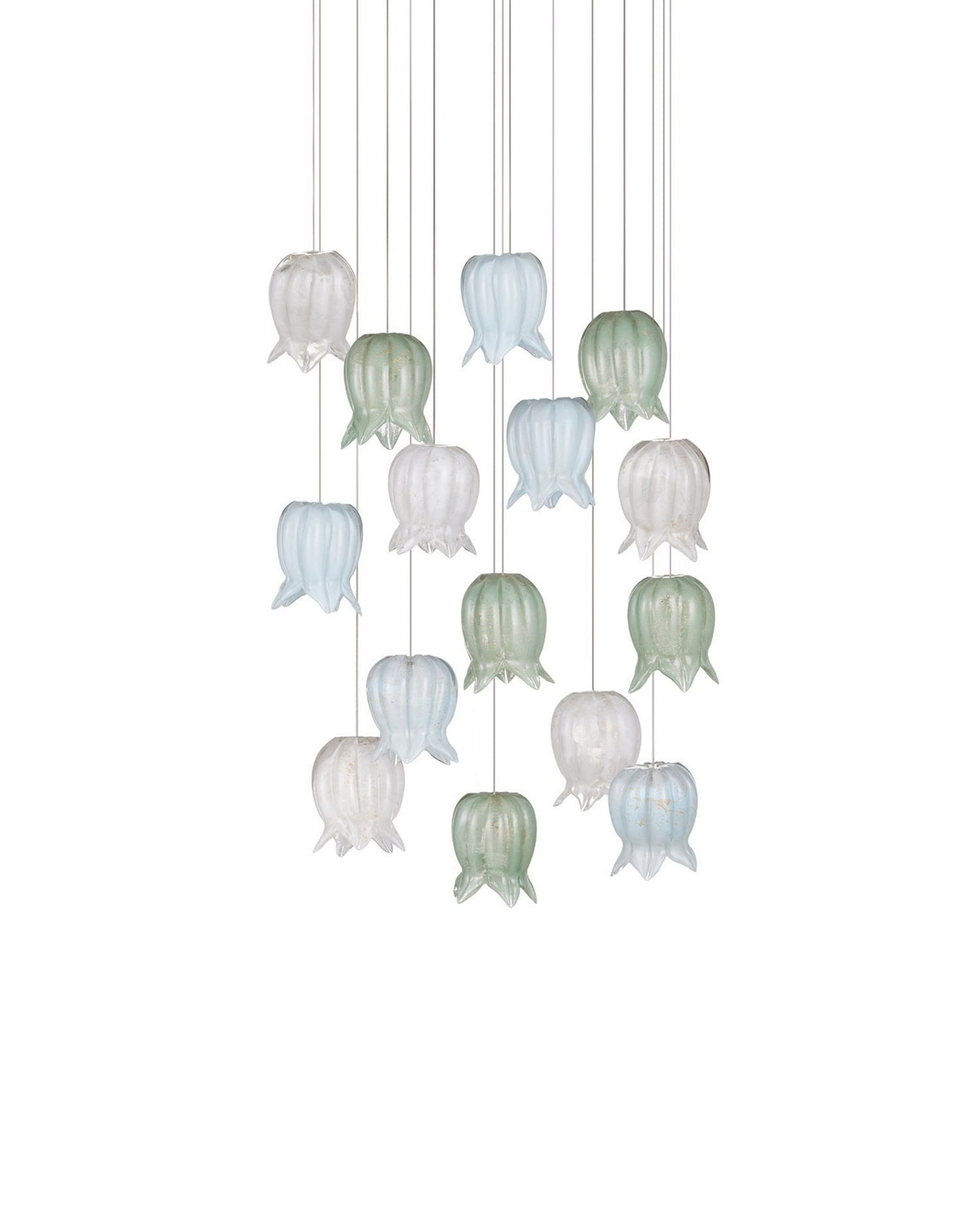 Currey and Company 9000-1421 Polpo Round Multi-Drop Pendant in Blue/Green/White/Silver
