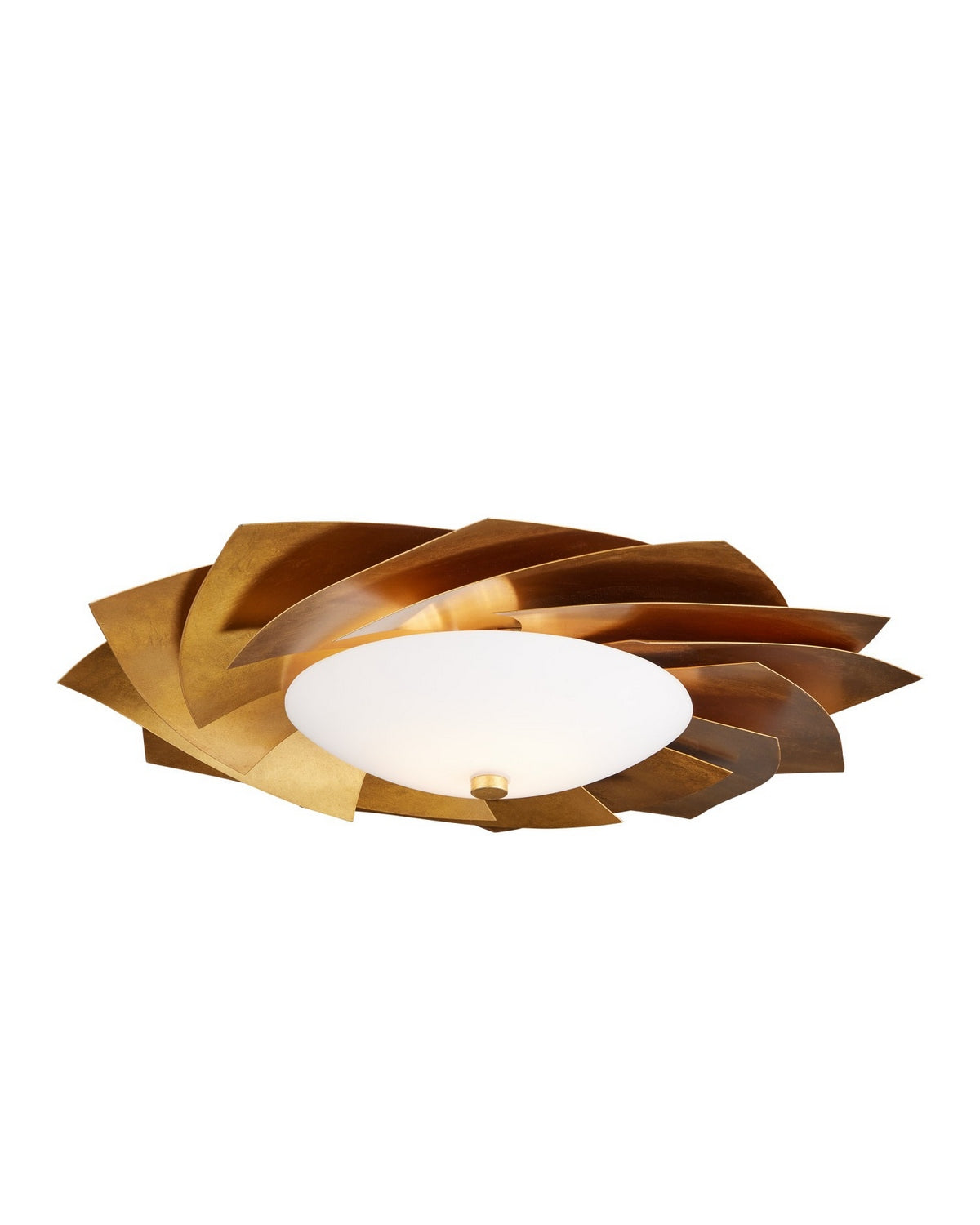 Currey and Company 9999-0080 Asterisk Flush Mount in Contemporary Gold Leaf/Contemporary Gold/Opaque White