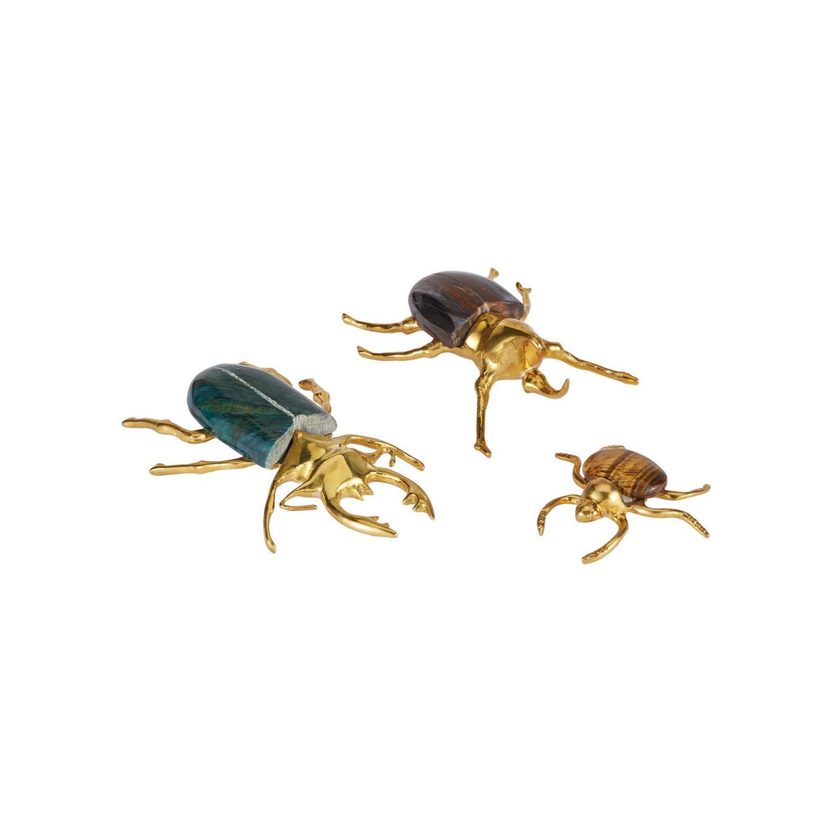 Currey and Company 1200-1118 Beetle Colony Set of 3 in Polished Brass/Natural