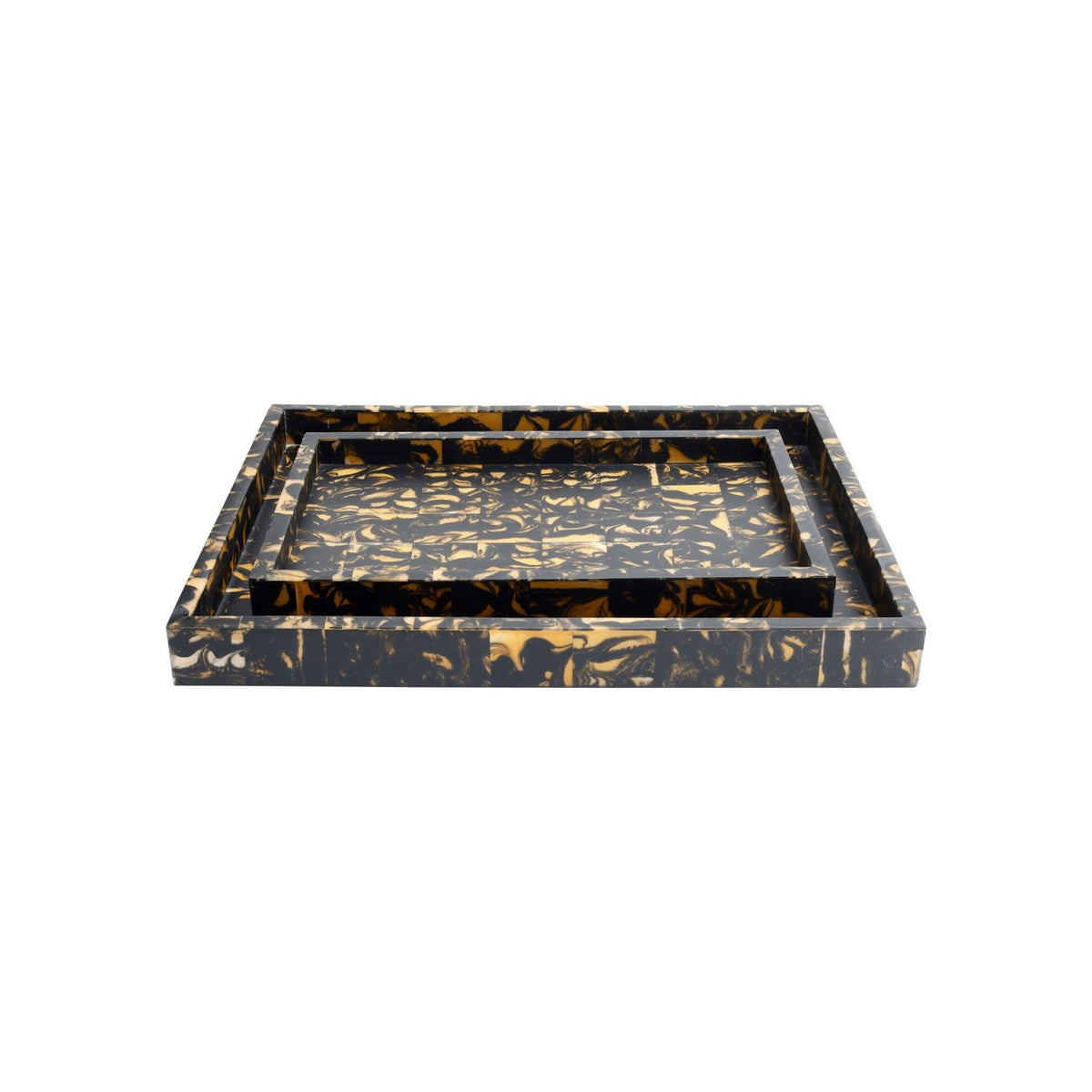 Currey and Company 1200-1130 Thrace Tray Set of 2 in Black/Yellow
