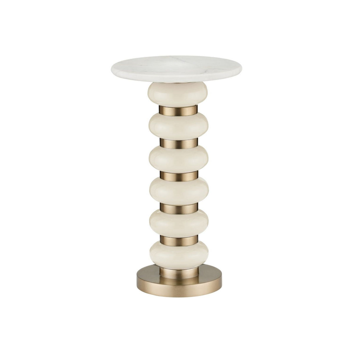 Currey and Company 4000-0282 Lambent Drinks Table in Peach/Brushed Brass/Natural
