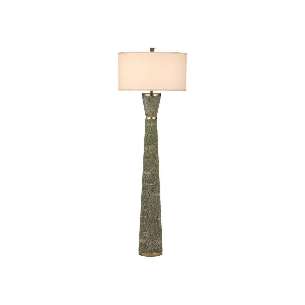 Currey and Company 8000-0187 Galuchat Hourglass Floor Lamp in Green Faux Shagreen/Brass
