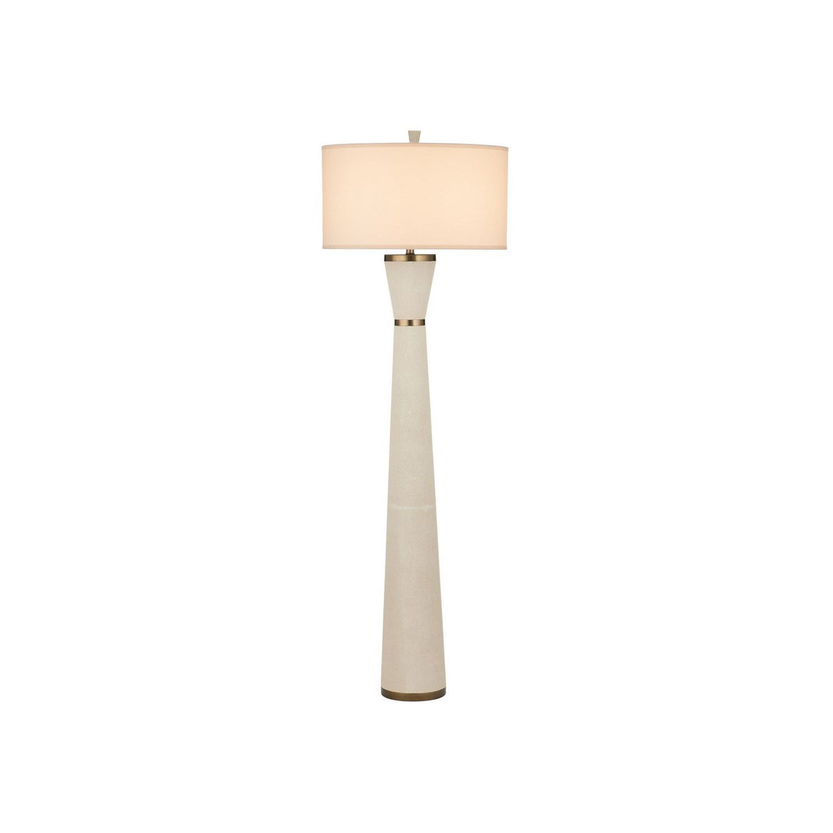 Currey and Company 8000-0188 Galuchat Hourglass Floor Lamp in Ivory Faux Shagreen/Brass