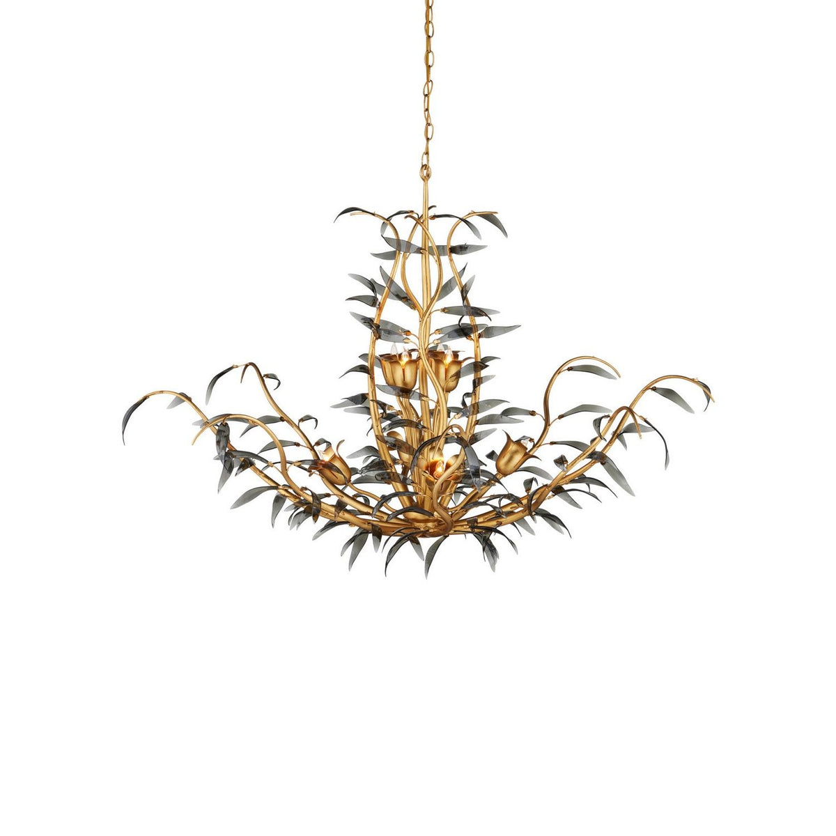 Currey and Company 9000-1437 Odile Chandelier in Black/Contemporary Gold Leaf/Contemporary Gold