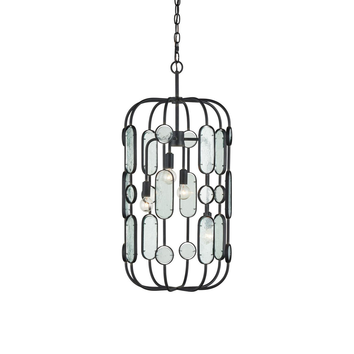Currey and Company 9000-1444 Ettore Chandelier in Clear/Blacksmith