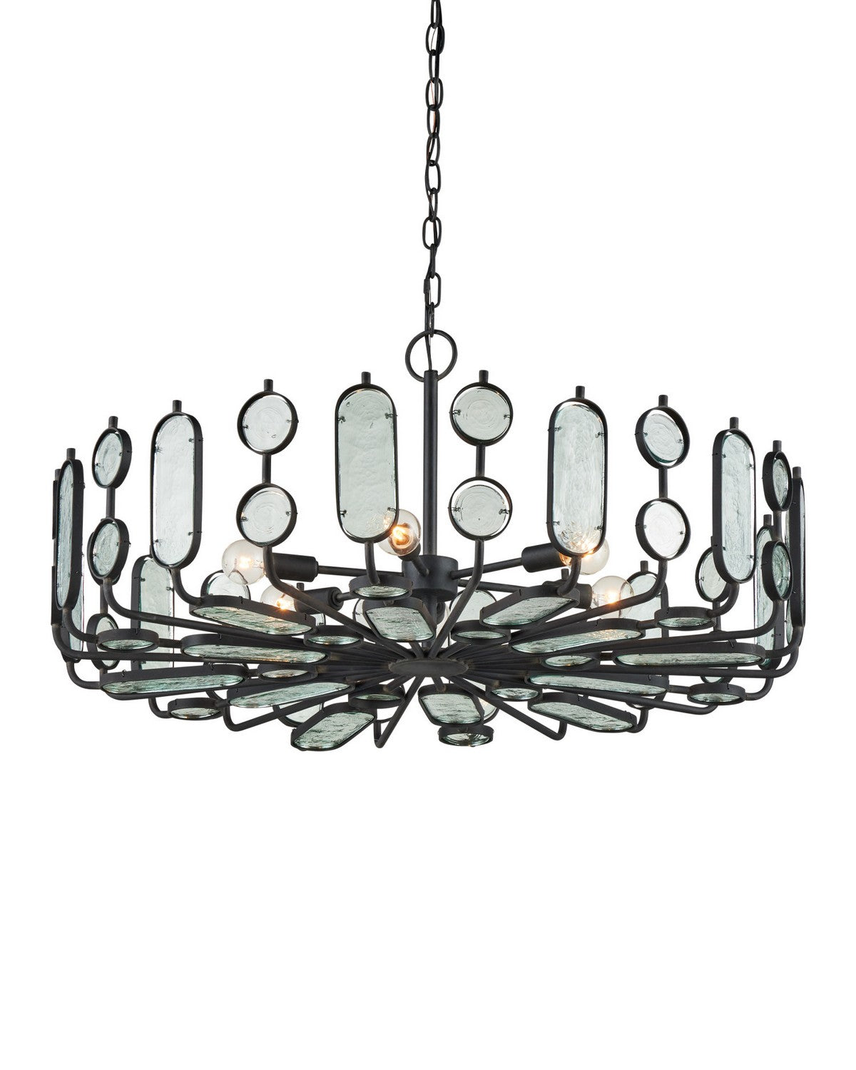 Currey and Company 9000-1445 Ettore Chandelier in Clear/Blacksmith