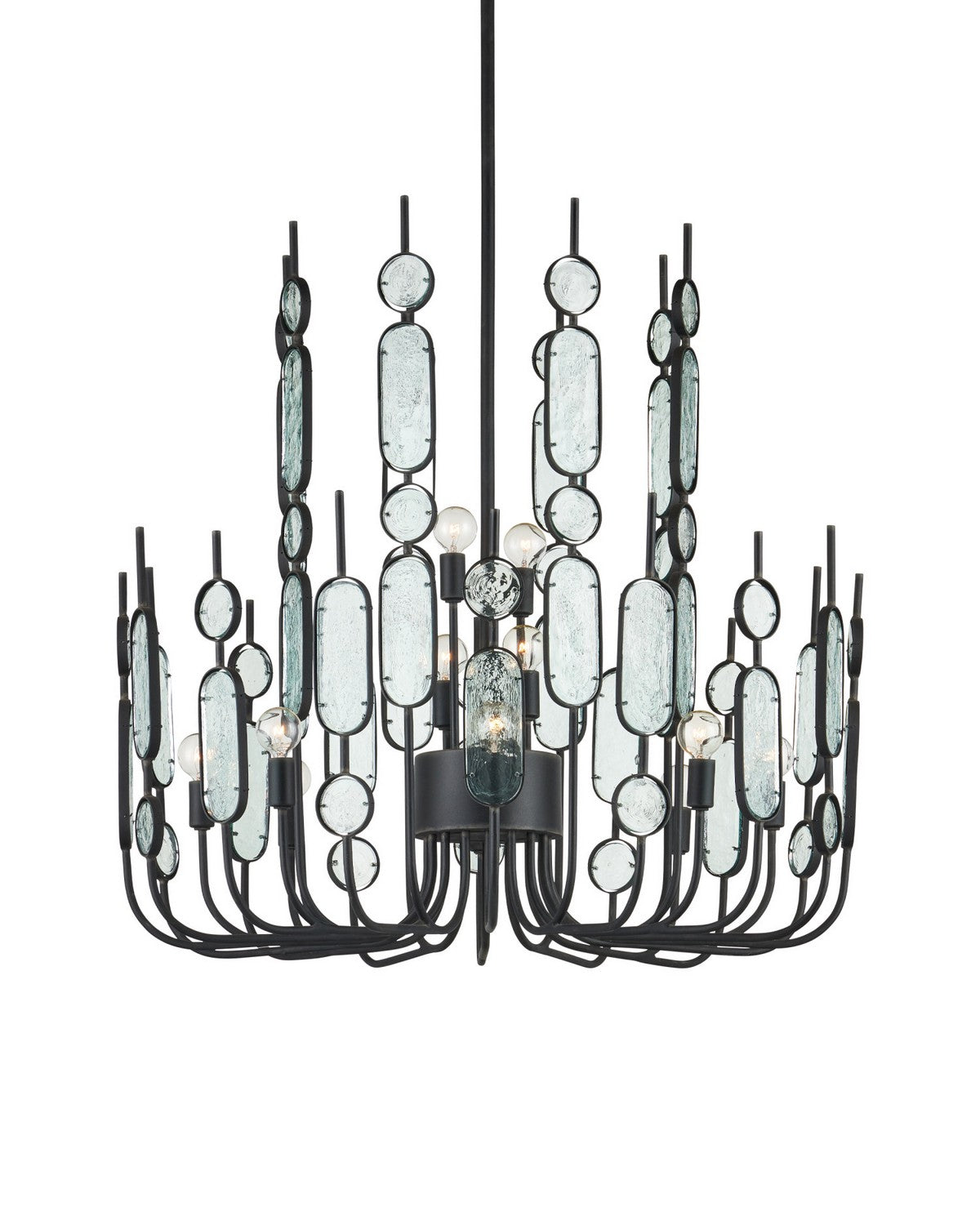 Currey and Company 9000-1446 Ettore Chandelier in Clear/Blacksmith