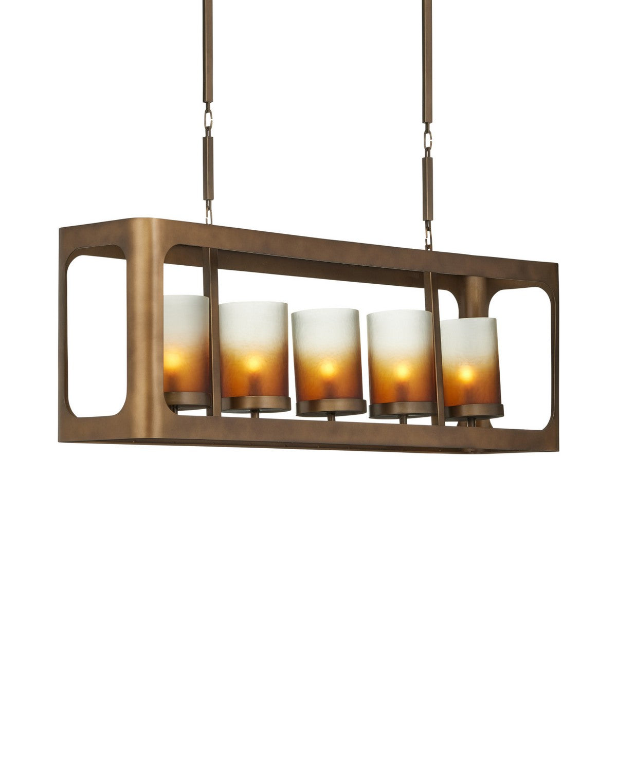 Currey and Company 9000-1451 Tenebroso Rectangular Chandelier in Smoke Gold/Gold Luster