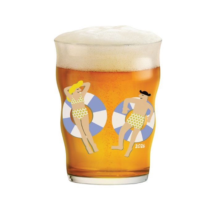 Holmegaard 4300547 Mikkeller Annual Pint Beer Glass 2026 in Clear with Decoration
