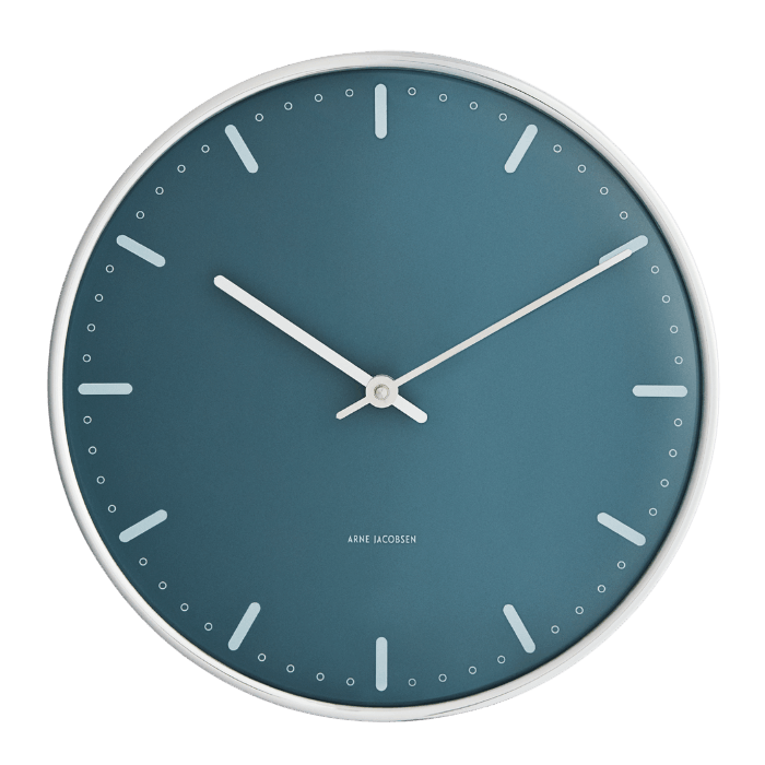 Arne Jacobsen Clocks 43487 City Hall Wall Clock in Blue