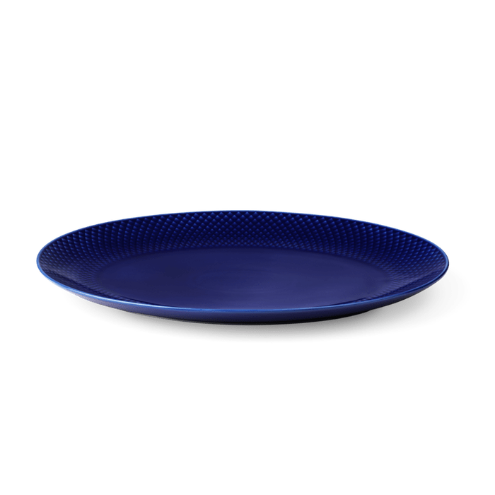 Lyngby Porcelæn 201953 Rhombe Color Oval Serving Dish in Dark Blue