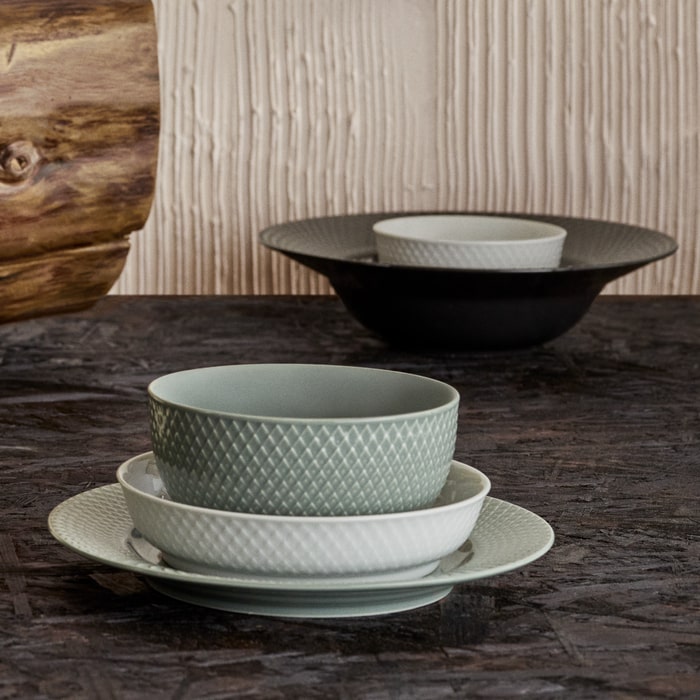 Lyngby Porcelæn 201825 Rhombe Earth Bowl in Moss