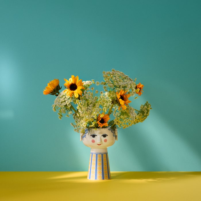 Bjørn Wiinblad 56537 Eva Vase in Light Blue/Yellow