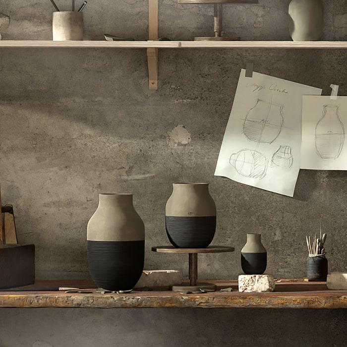 Kähler 690149 Omaggio Circulare Vase in Anthracite Grey
