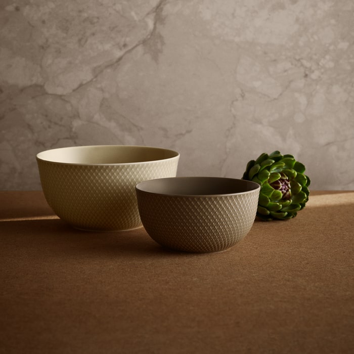 Lyngby Porcelæn 201850 Rhombe Earth Serving Bowl in Clay
