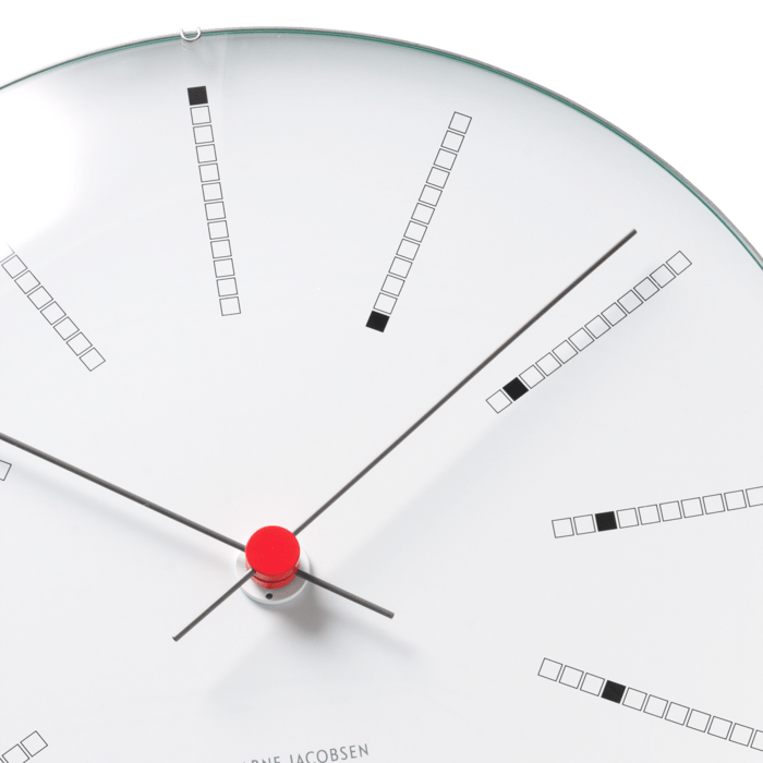 Arne Jacobsen Clocks 43640 Bankers Wall Clock in White/Black/Red