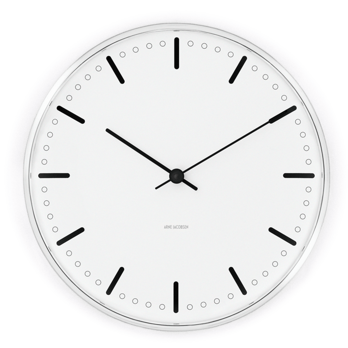 Arne Jacobsen Clocks 43641 City Hall Wall Clock in White/Black