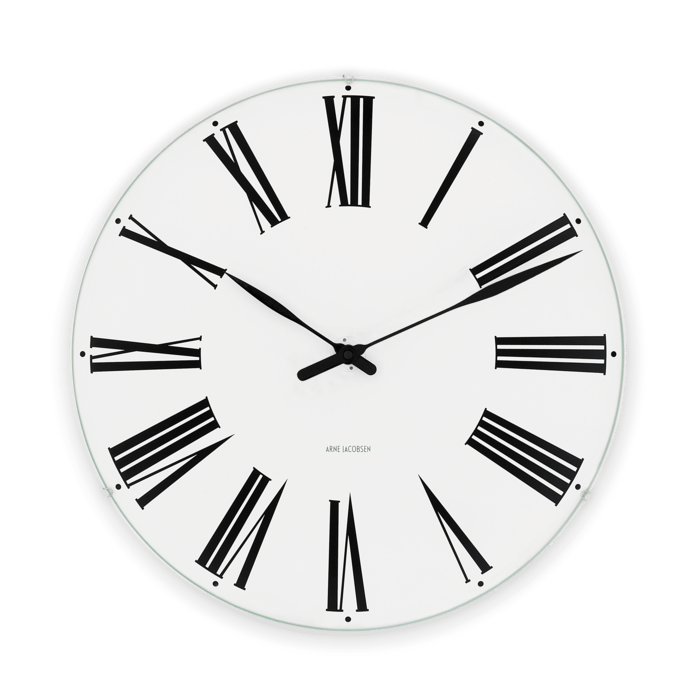 Arne Jacobsen Clocks 43642 Roman Wall Clock in White/Black