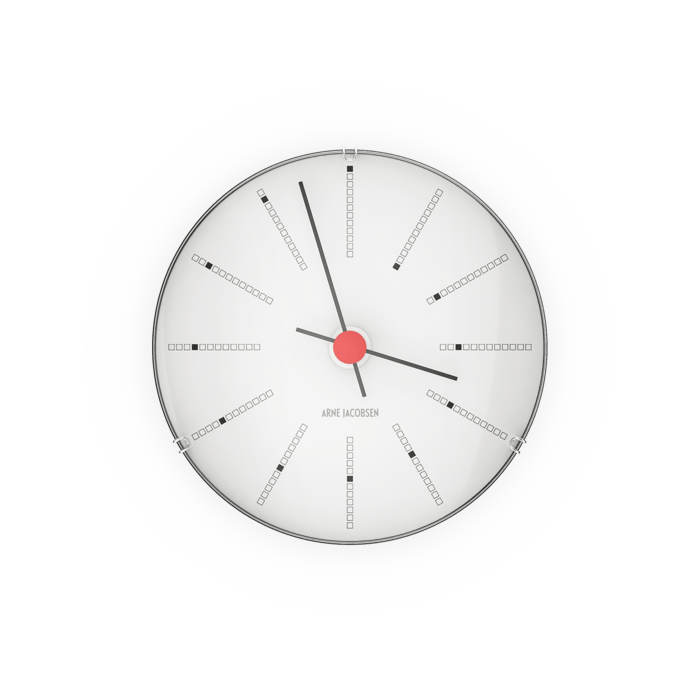 Arne Jacobsen Clocks 43688 Bankers Wall Clock in White/Black/Red