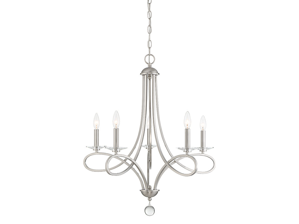 Meridian M10028BN Five Light Chandelier in Brushed Nickel