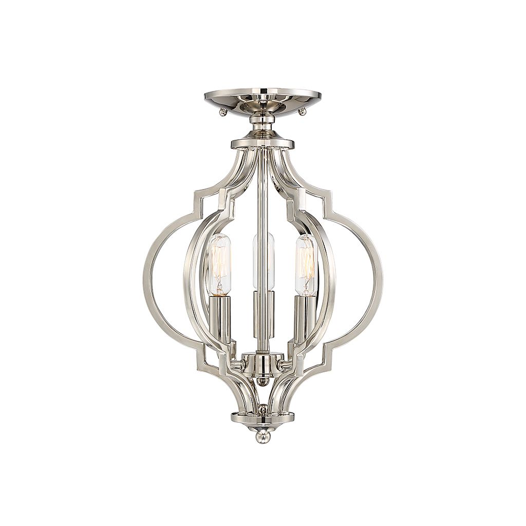 Meridian M60055PN Three Light Semi-Flush Mount in Polished Nickel