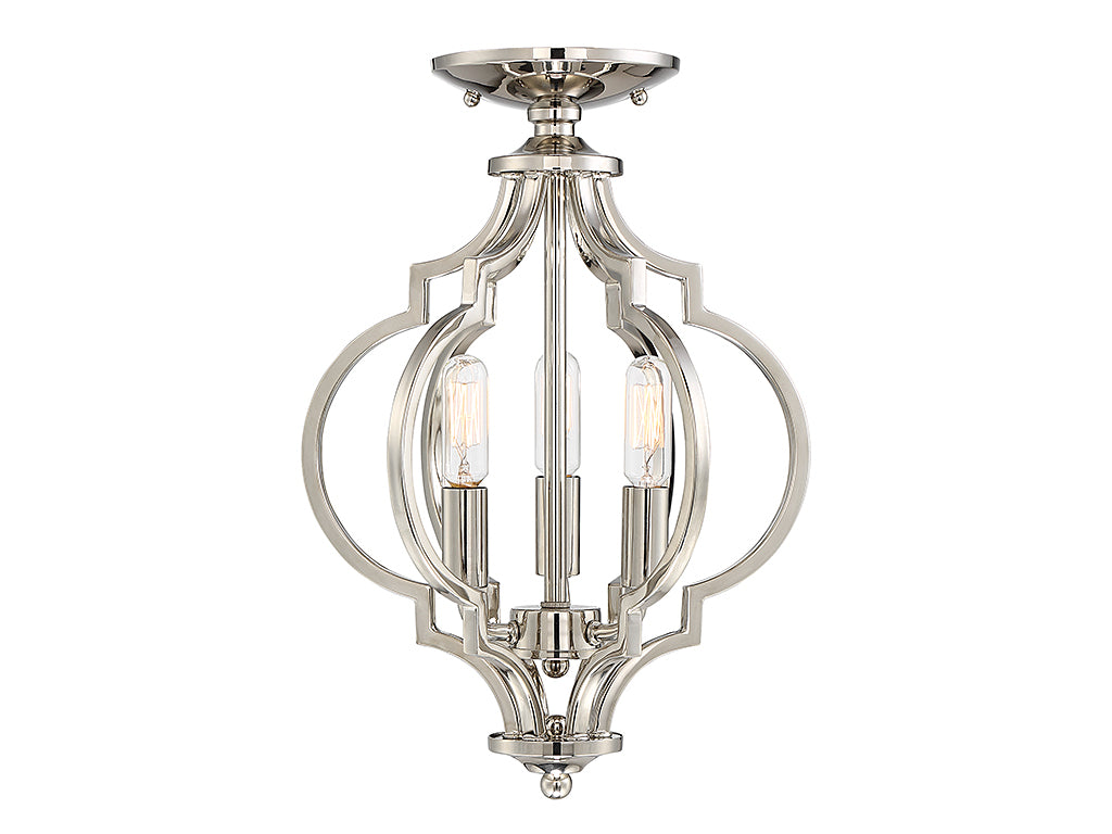 Meridian M60055PN Three Light Semi-Flush Mount in Polished Nickel