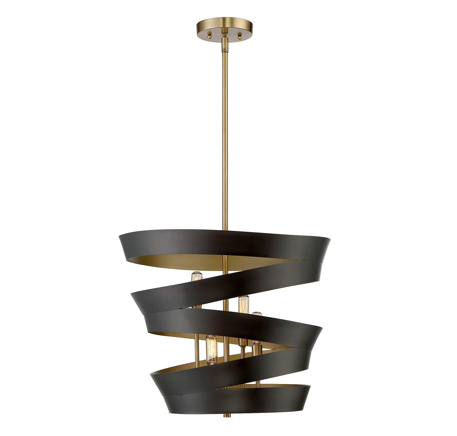 Meridian M70009-46 Four Light Pendant in Matte Black with Gold