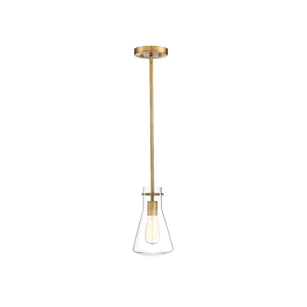 Meridian M70063NB One Light Pendant in Natural Brass