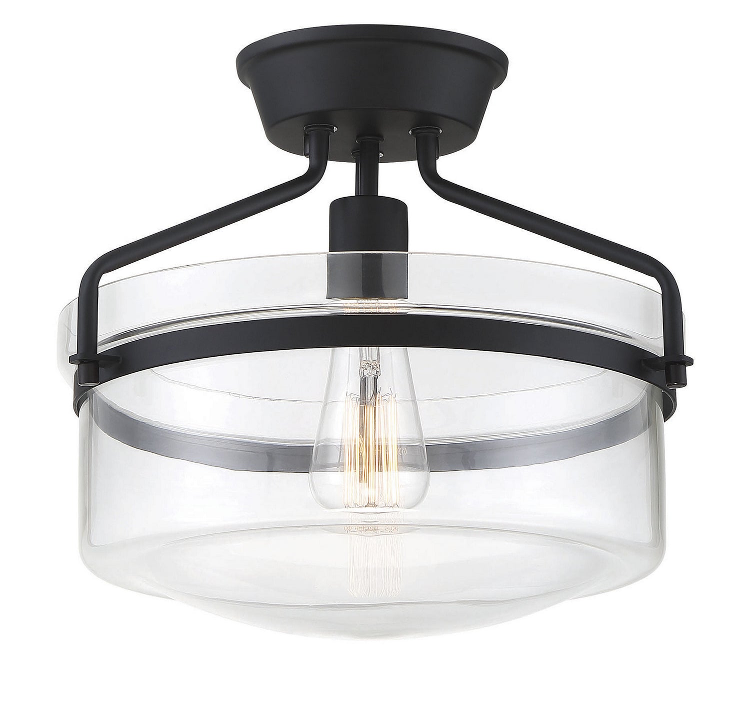 Meridian M60011MBK One Light Semi-Flush Mount in Matte Black