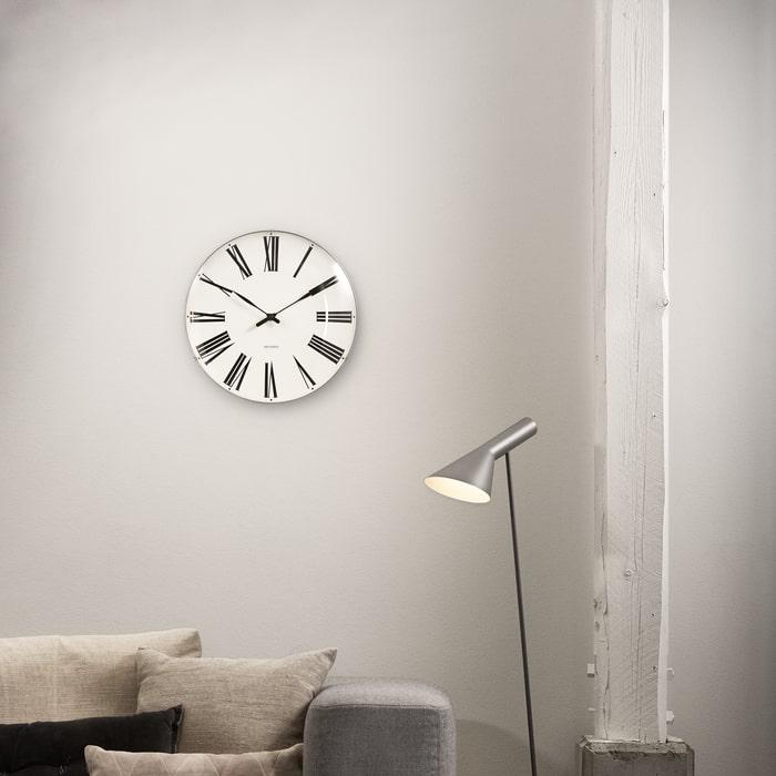 Arne Jacobsen Clocks 43642 Roman Wall Clock in White/Black