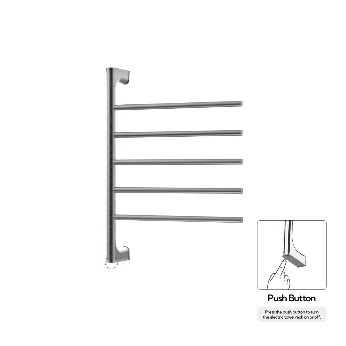 P&Bhusri G05-M-GML-N G05 Towel Warmer in PVD Gun Metal