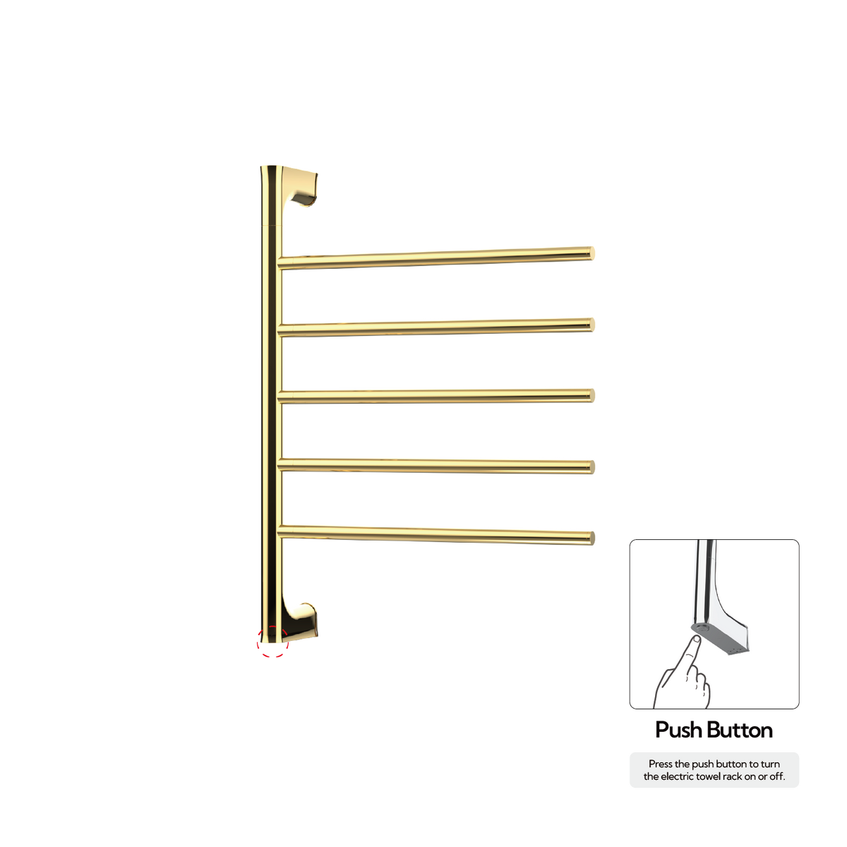 P&Bhusri G05-M-LGD-N G05 Towel Warmer in PVD Polished Luxury Gold