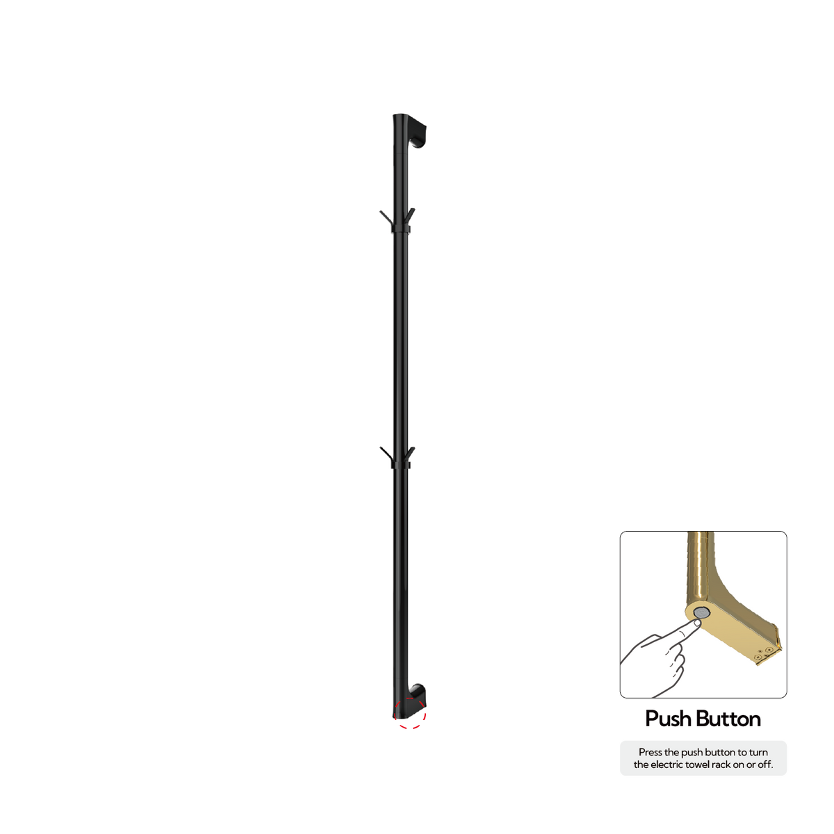P&Bhusri G27-M-PBN-N G27 Towel Warmer in PVD Polished Black Nickel