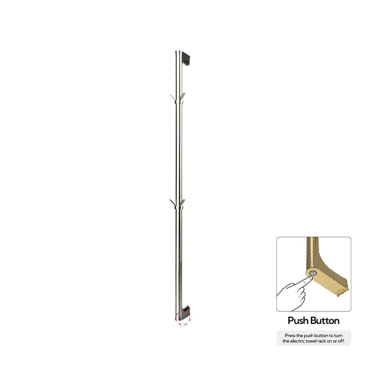 P&Bhusri G27-M-PNI-N G27 Towel Warmer in PVD Polished Nickel