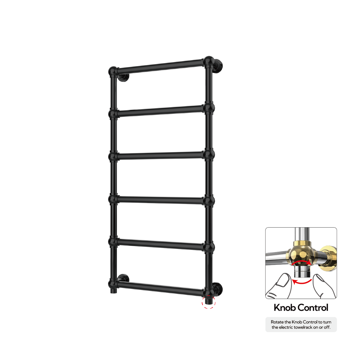 P&Bhusri K06-L-PBN-XK K06 Towel Warmer in PVD Polished Black Nickel