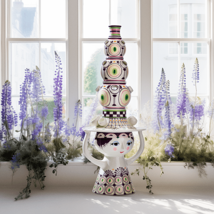 Bjørn Wiinblad 54054 Lady with Hat Floor Vase in Plum