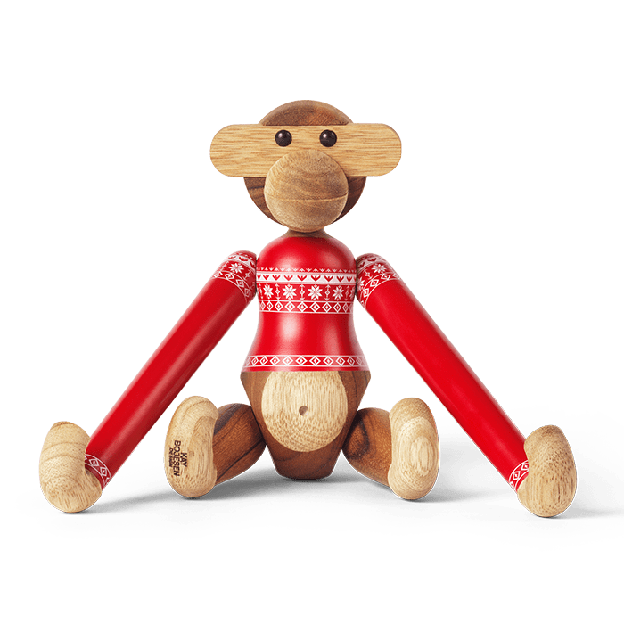 Kay Bojesen 39571 Christmas Jumper Monkey Wooden Figurine in Teak/Limba