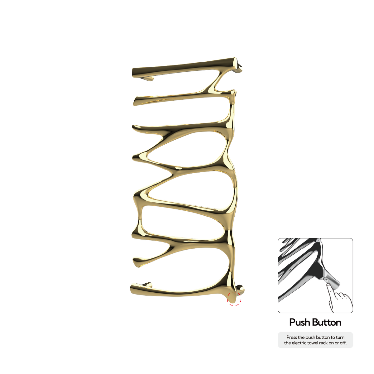 P&Bhusri S5-M-PBR-N Provence Towel Warmer in PVD Polished Brass