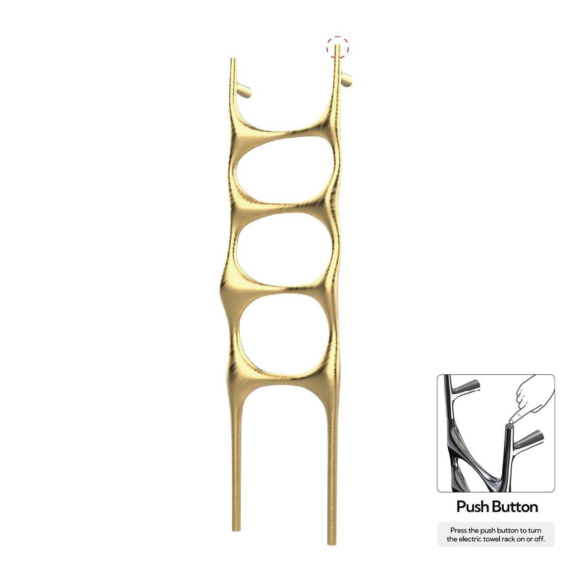 P&Bhusri S6-M-BLG-N Crete Palace Towel Warmer in PVD Brushed Luxury Gold