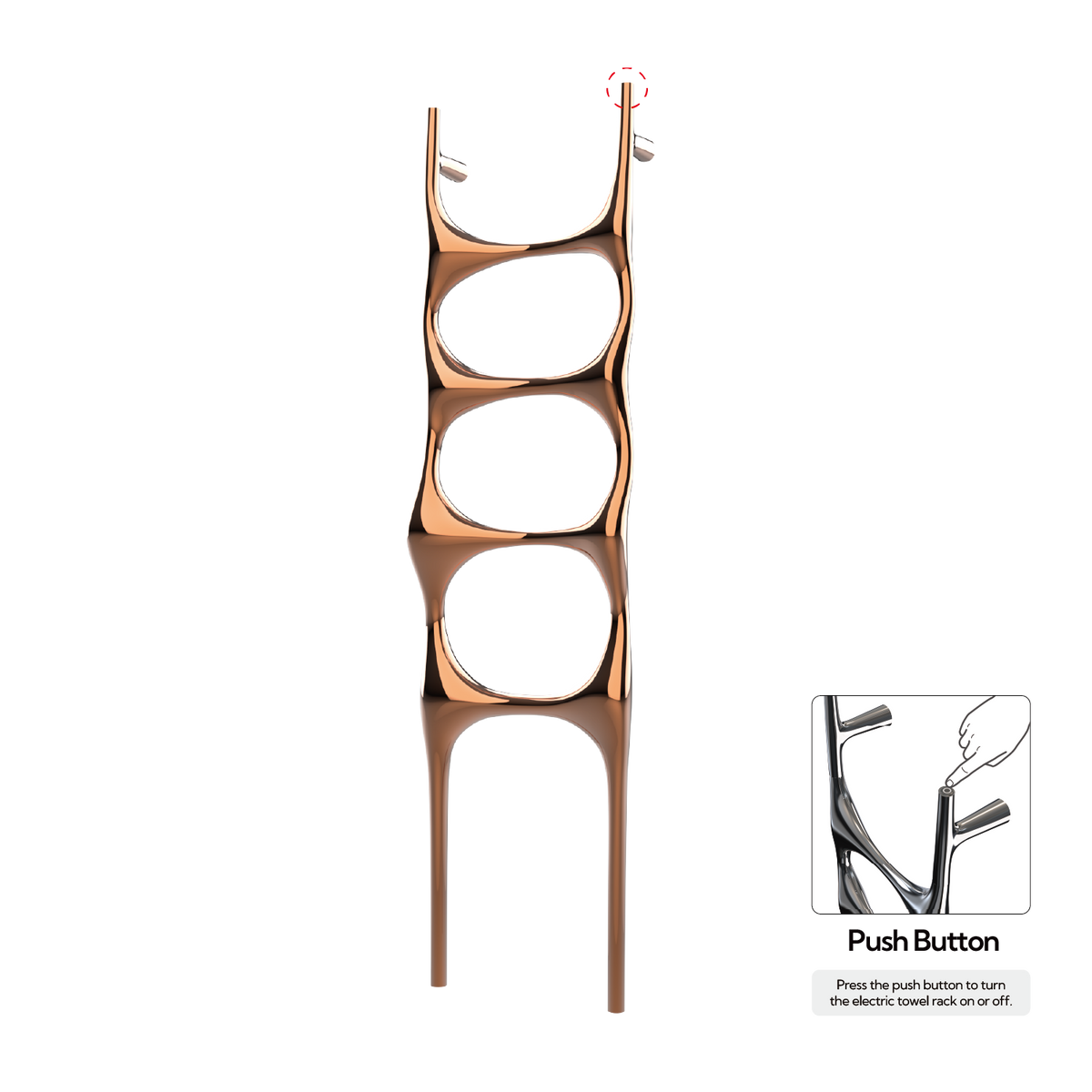 P&Bhusri S6-M-RGD-N Crete Palace Towel Warmer in PVD Polished Rose Gold