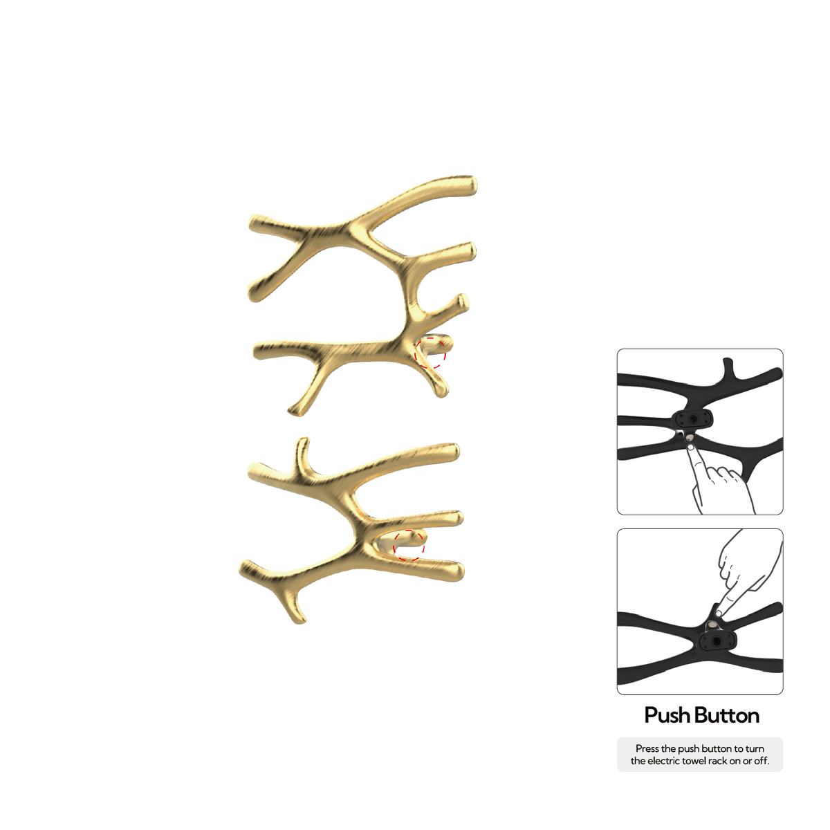 P&Bhusri S7-LM-BLG-N Daphne's Branch Large + Medium Towel Warmer in PVD Brushed Luxury Gold