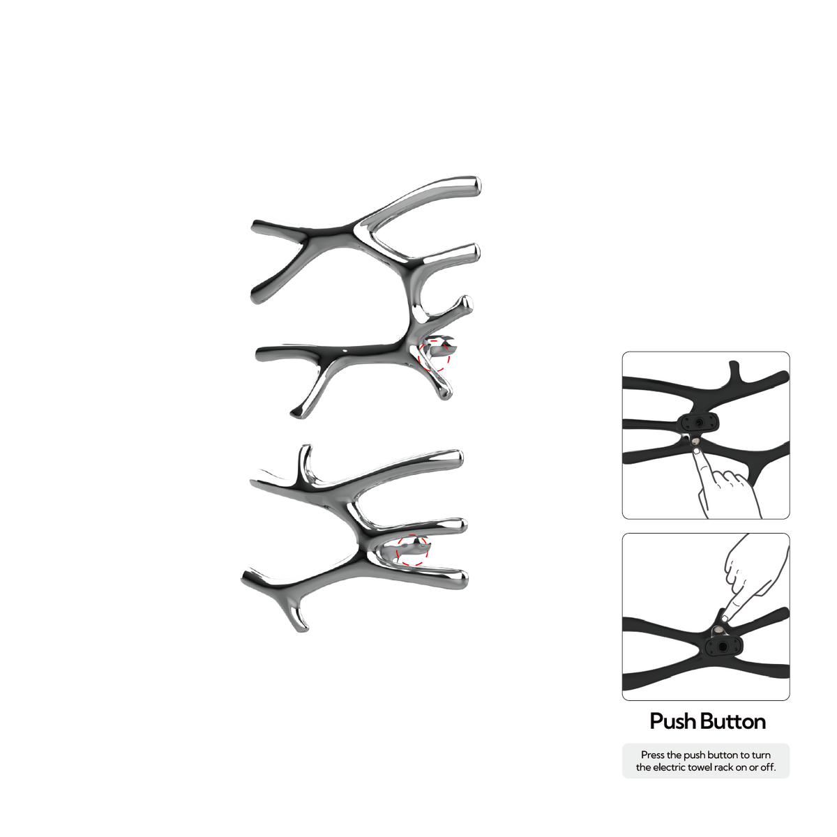 P&Bhusri S7-LM-CHR-N Daphne's Branch Large + Medium Towel Warmer in Polished Chrome